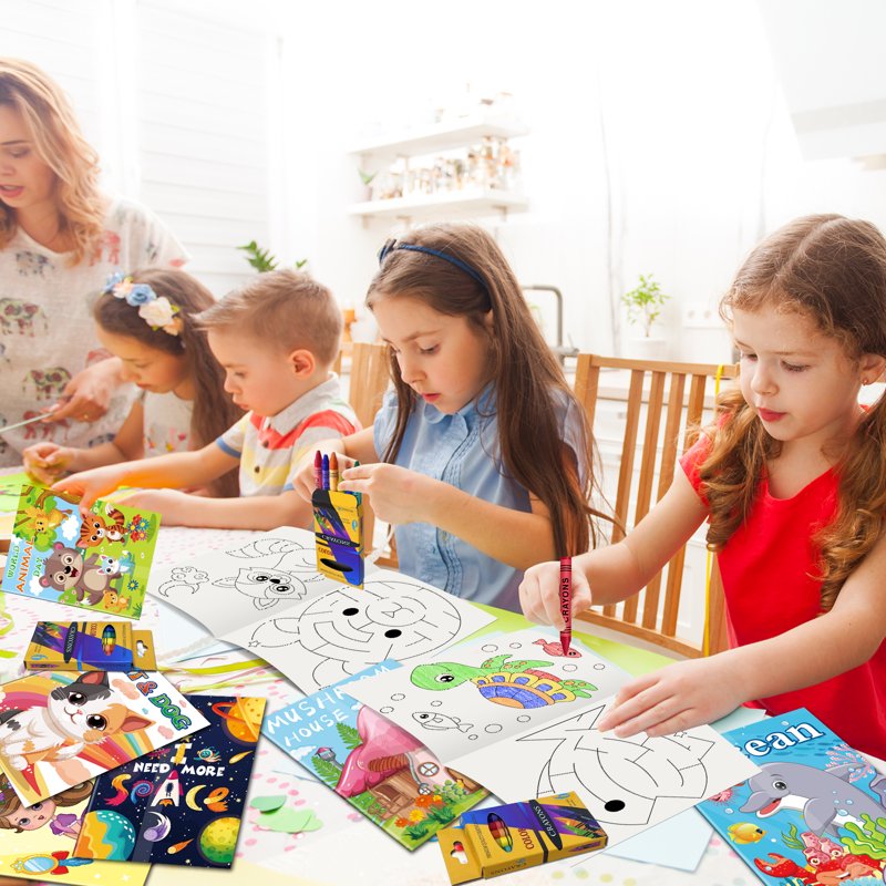 Kids Coloring Books Pack - 20 Small Activity Books with Mazes for Ages 4-8