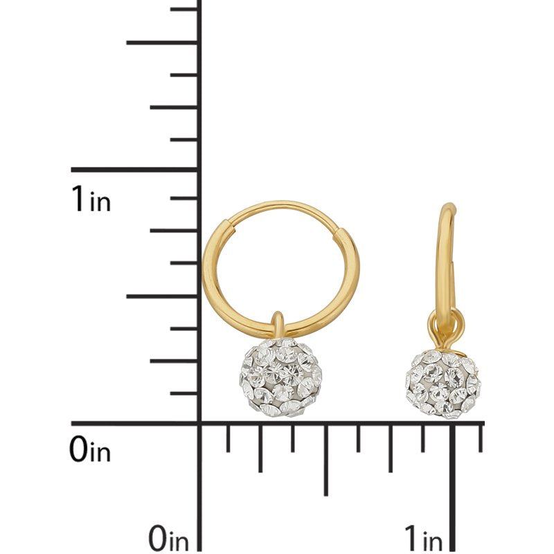 10mm Gold Hoop Earrings with 4.8mm Crystal Balls - Hypoallergenic Jewelry