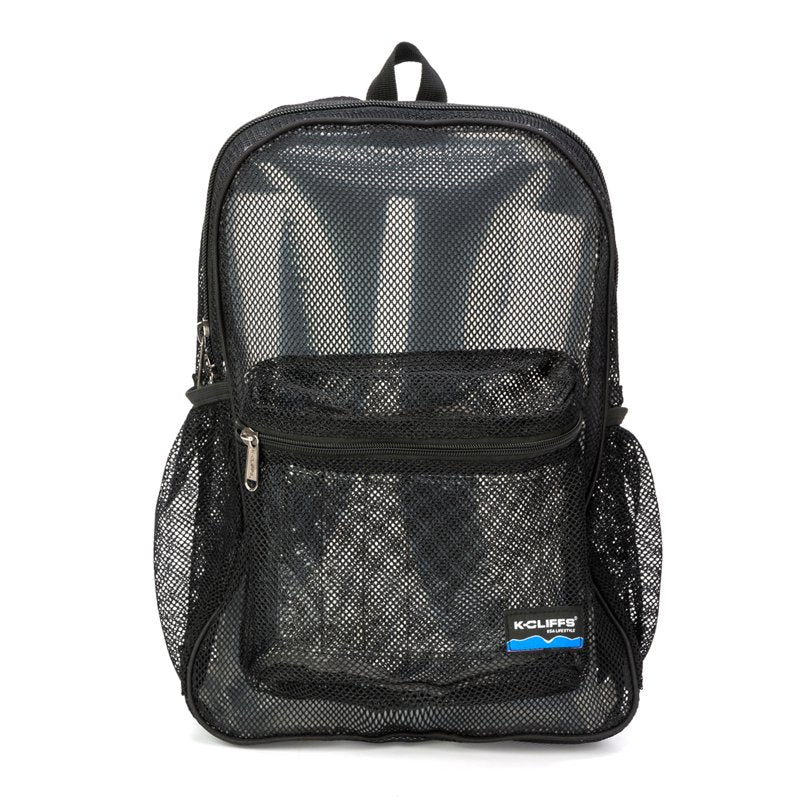 Unisex Mesh School Backpack with Large Zipper & Side Pockets - Black, Navy, White, Royal