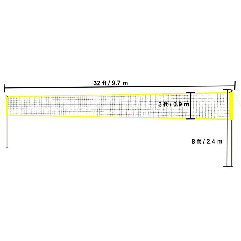Portable Volleyball Net Set with Adjustable Steel Poles & PVC Net - Outdoor Sports Equipment