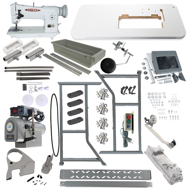 Industrial Sewing Machine with Chair Bundle for Heavy-Duty Fabric & Leather