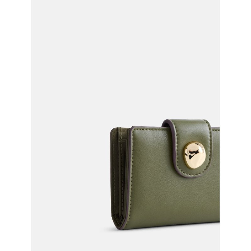 Women's Faux Leather Tab Indexer Wallet with Card Slots - Burnt Olive & Black