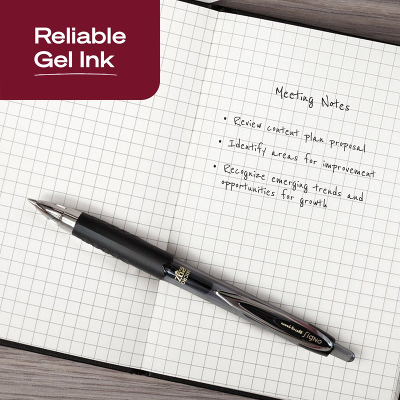 Retractable Gel Pens with Micro 0.5mm Fine Tip - Black Ink, 12-Count Pack