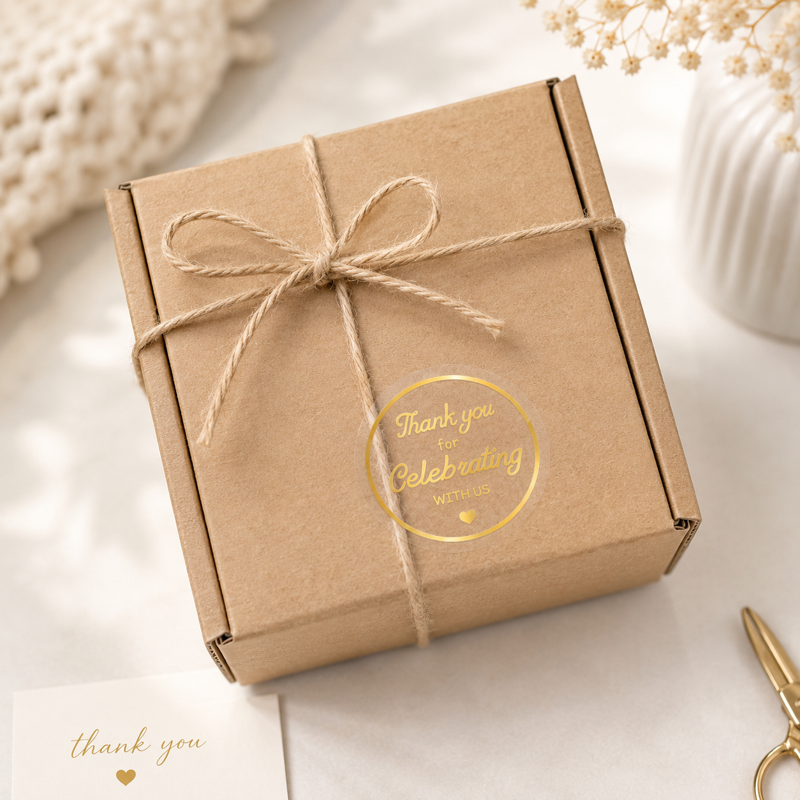 Gold Foil Thank You Stickers Set - 500pcs 1.5 Inch Clear Glitter Seal for Gift Wrap & Party Favors
