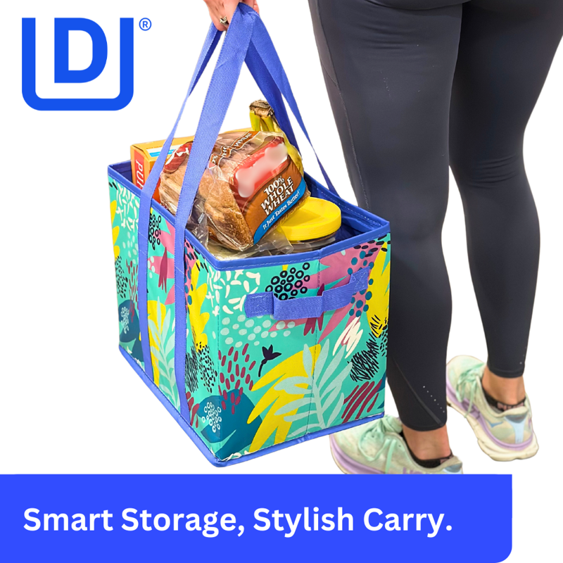 Collapsible Tote Bags Set of 3 - Heavy Duty Reusable Storage & Shopping Totes