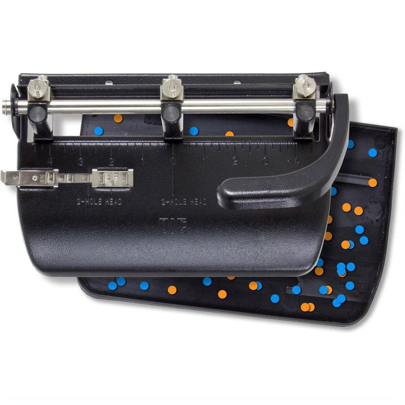 Adjustable 2/3-Hole Punch, 32 Sheet Capacity, Ergonomic Paper Punch with Guide & Chip Tray