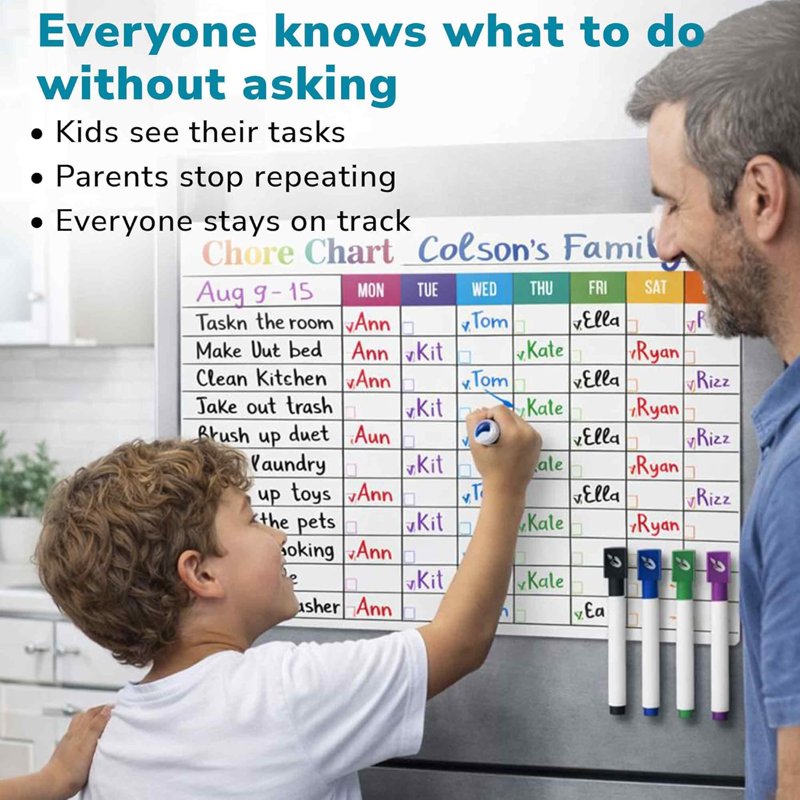 Quokka Magnetic Chore Chart for Kids at Home – Gift Reward Visual Schedule Chart – Dry Erase Weekly Planner (Variation: Basic)