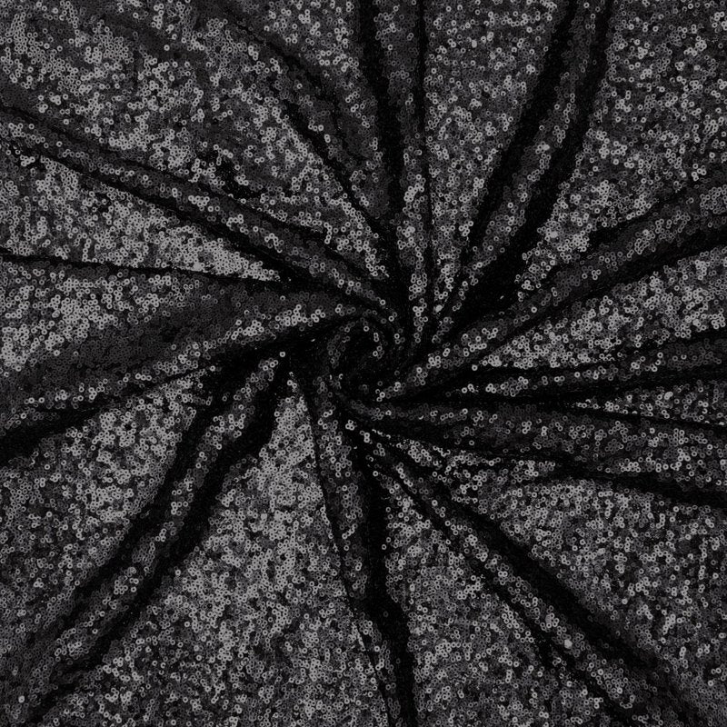 Black Sequin Fabric 2 Yards - Light-Catching Polyester for Costumes & Decor