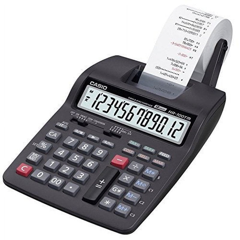 Casio HR-100TM Two-Color Portable Printing Calculator with Large Display