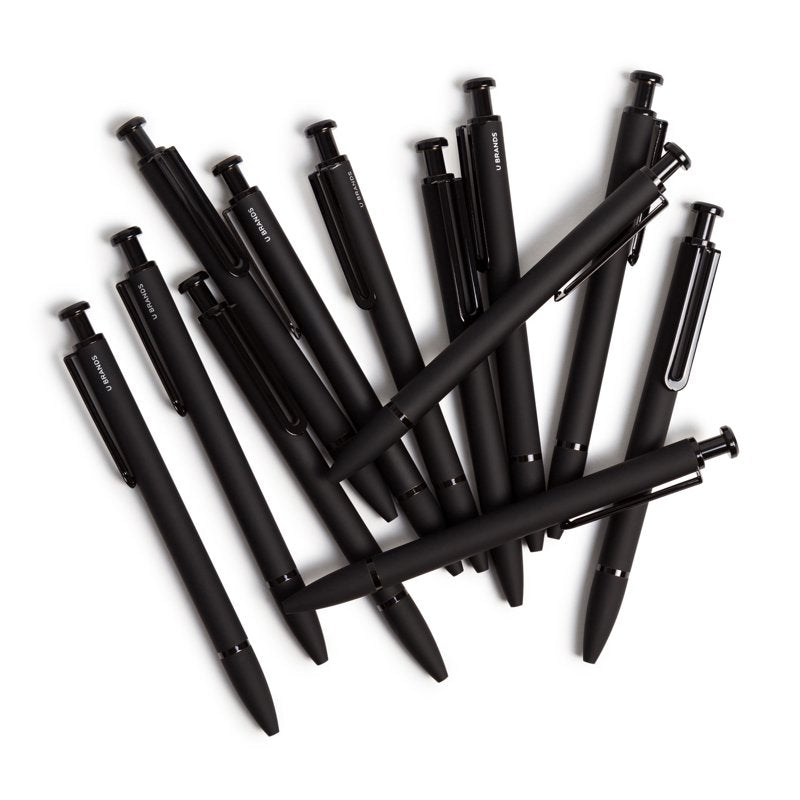 Ballpoint Pens Set - Soft Touch Matte Black Ink 12 Count