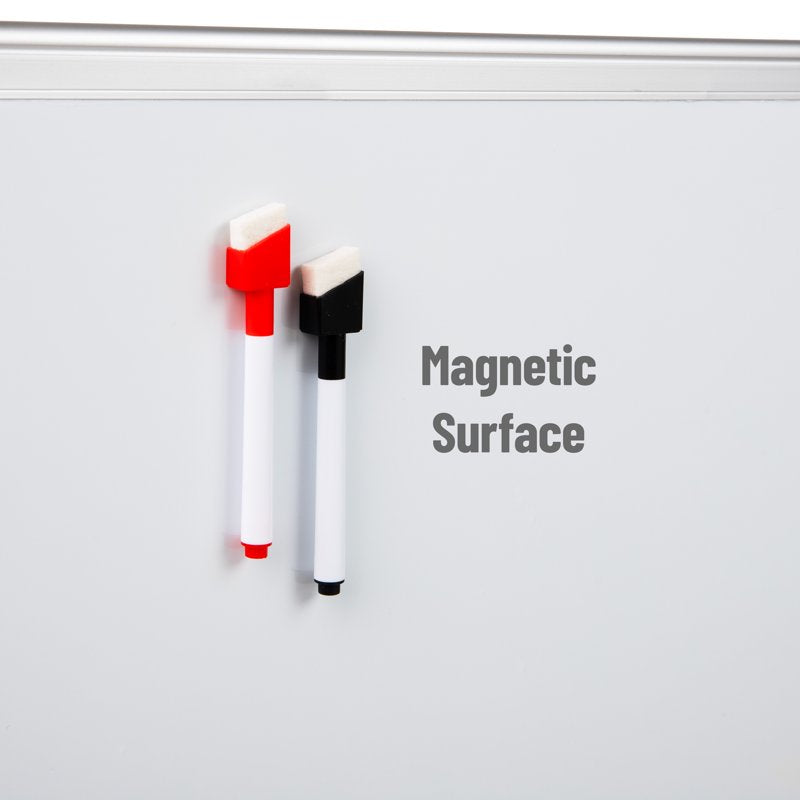 Magnetic Whiteboard with Wall Mount, Eraser & Marker Shelf — Dry Erase Board