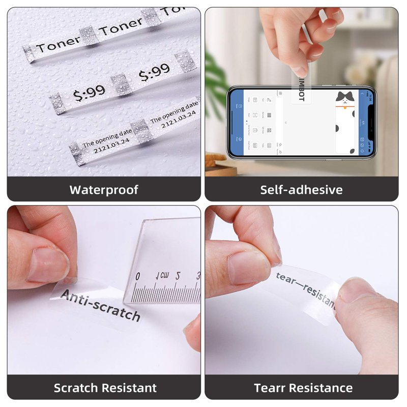 Laminated Label Maker Tape Roll - Waterproof, Tearproof, 0.55"x1.18" Clear, 210 Labels