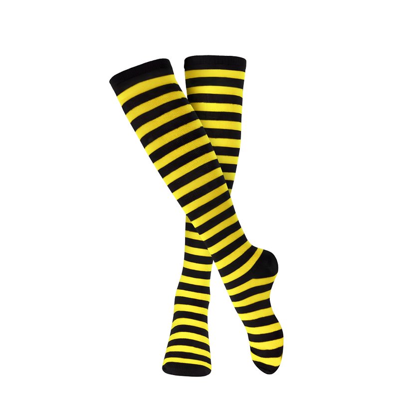 Dress Up America Knee-High Striped Socks for Kids - Black & Yellow (Variation: Black & Yellow, 10), Dress-Up Costume & Everyday Wear