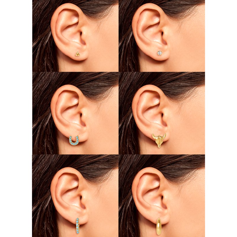 Women’s Faux Turquoise Earrings Set - 6 Pairs Fashion Stud & Drop Earrings
