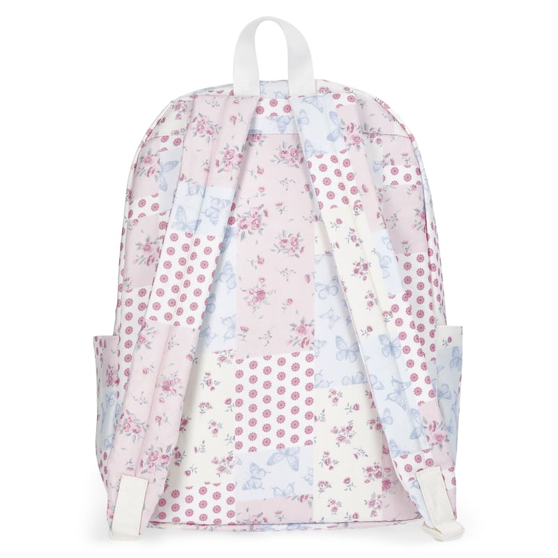 Women's 17-Inch Dome Backpack with Pastel Patchwork Print - Stylish & Spacious