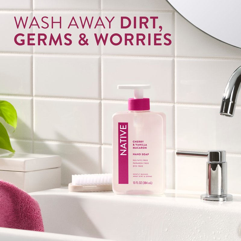 Natural Liquid Hand Soap - Non-Drying, Sulfate-Free Cherry & Vanilla Macaron Scent