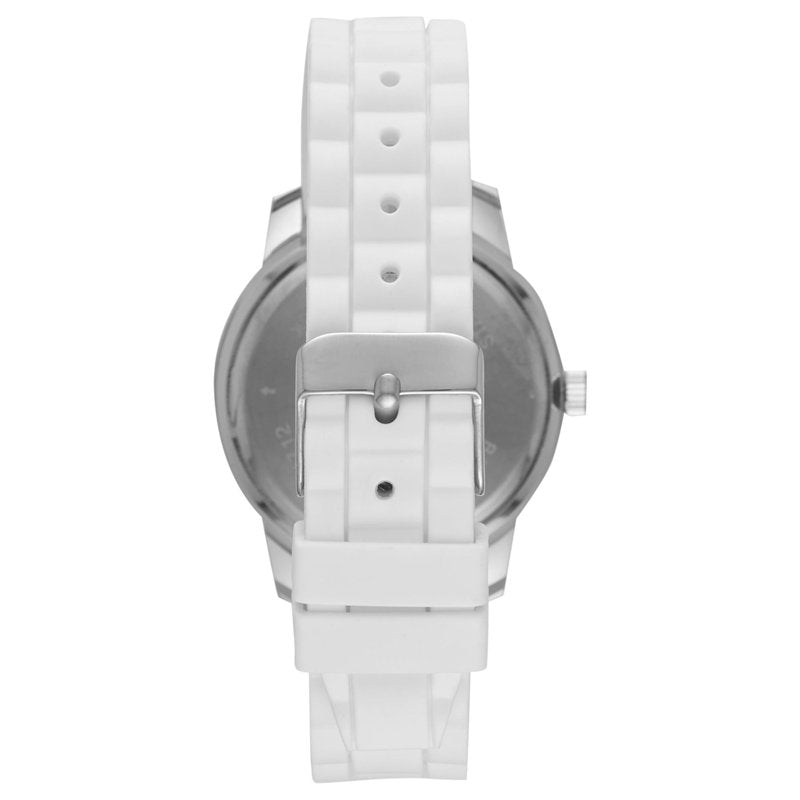 Women's Silicone Sport Wristwatch - Easy Read Dial, Silver & White, 38mm
