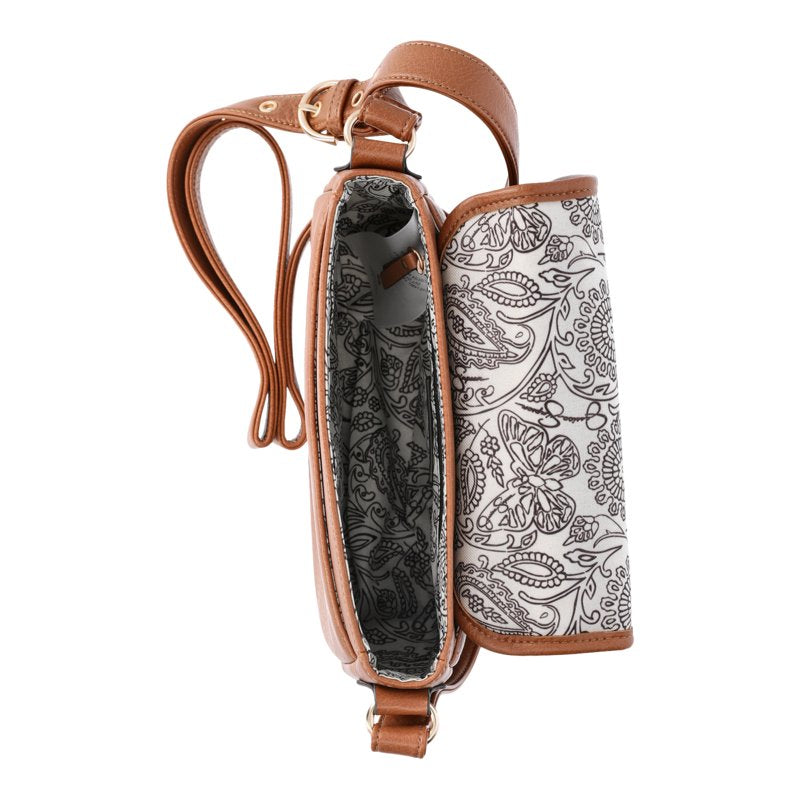 Jessica Simpson Women's Crossbody Handbag with Faux Shearling, Cognac