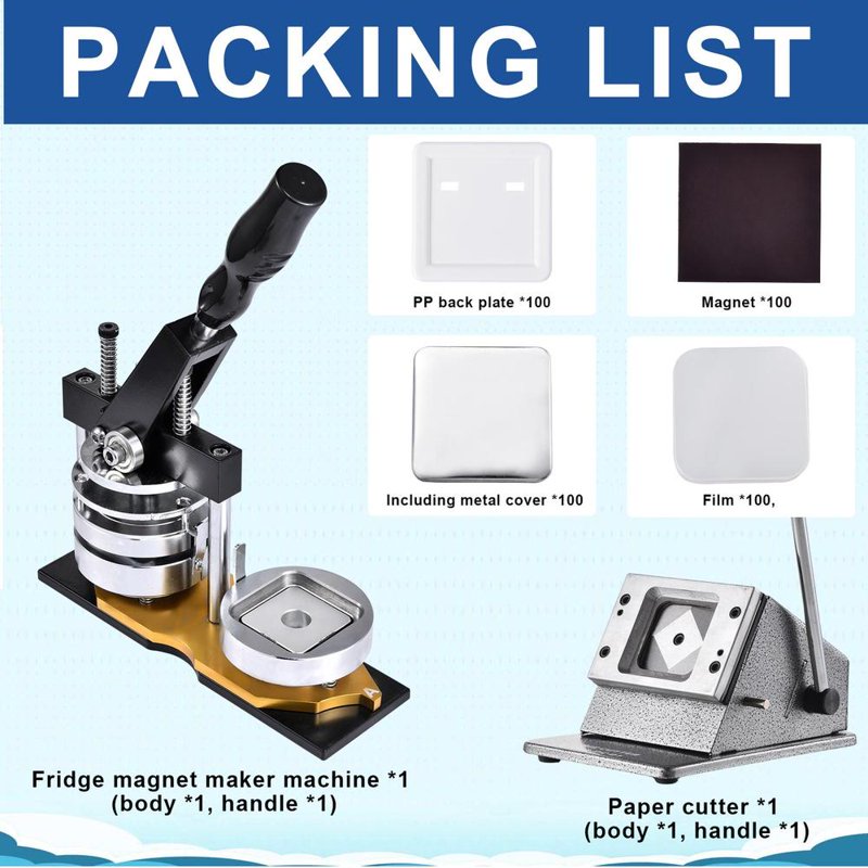 Photo Magnet Maker Machine with 100-Set Consumables - 2x2 Inch DIY Refrigerator Magnets