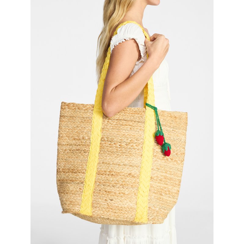 Women's Beach Jute Tote Bag with Tassel, Spacious Shoulder Carryall