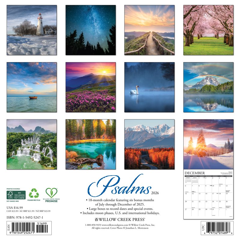 Psalms 2026 Wall Calendar - Inspirational Scripture & Nature Photography