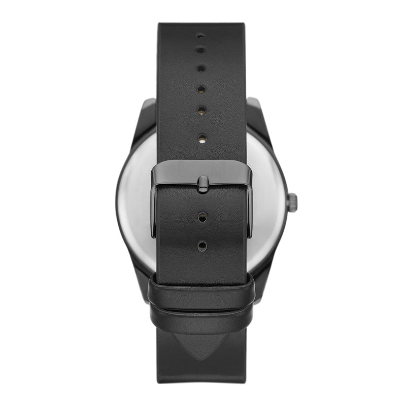 Men's Quartz Watch with Blue Textured Dial and Vegan Leather Strap