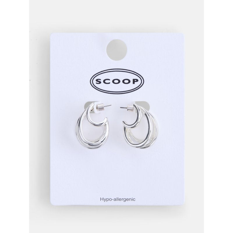 Multi Band Sculpted Hoop Earrings for Women - Silver & Gold Options