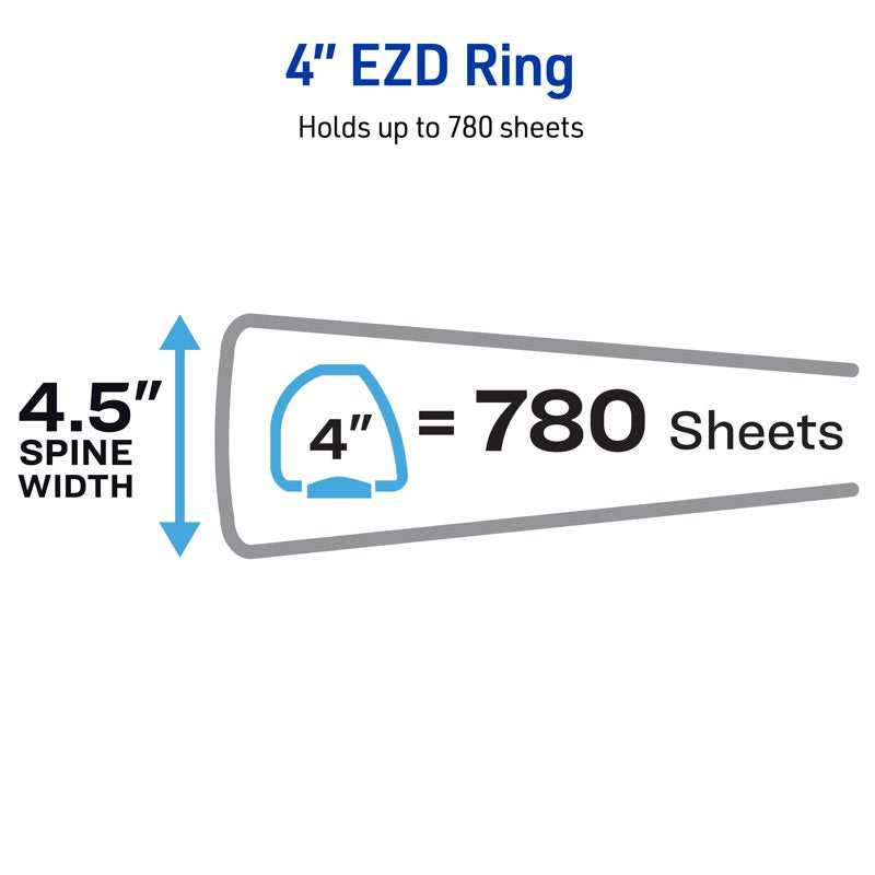 Heavy-Duty Binder with 4 Inch EZD Rings, Durable Office Organizer, Black