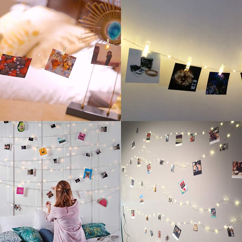 2-Pack 50 LED Photo Clip String Lights - 33Ft Warm White USB Decor