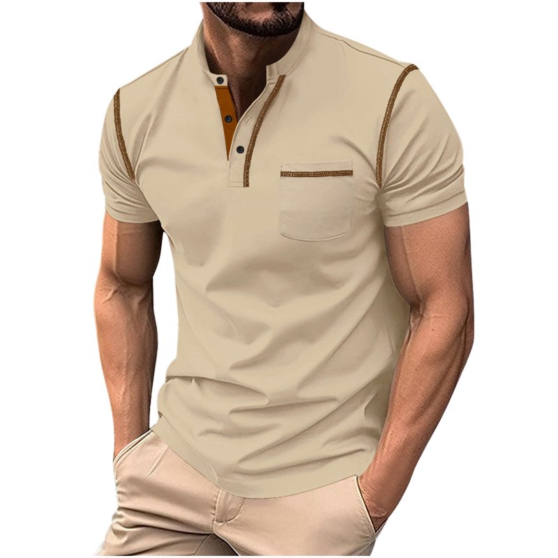 Men's Short Sleeve Golf Shirt with Turndown Collar - Breathable Casual Top