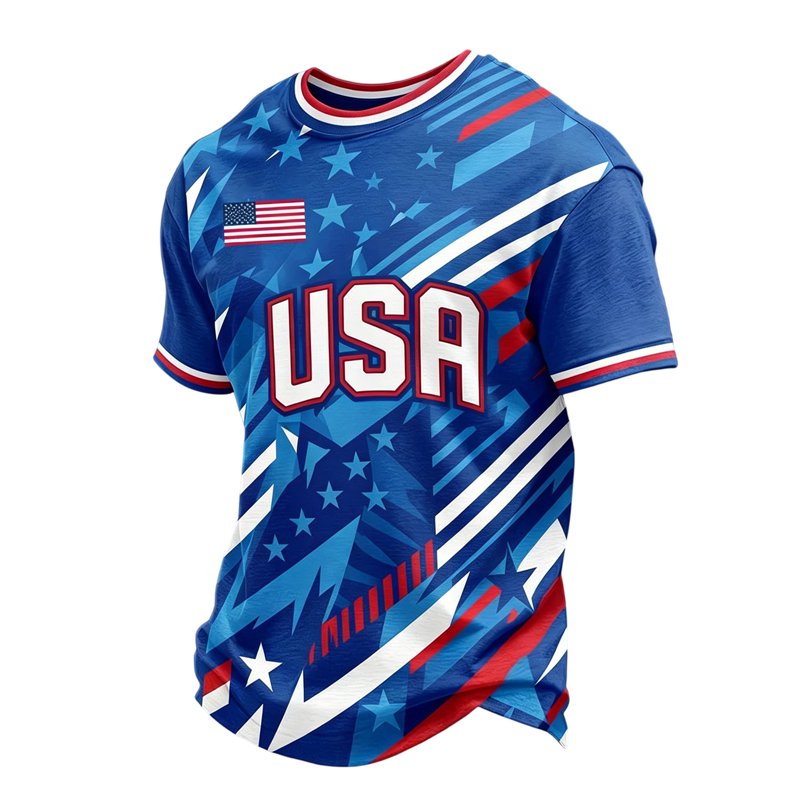USA Soccer Jersey for Men 2026 Blue 4XL - Crewneck Short Sleeve Football Shirt