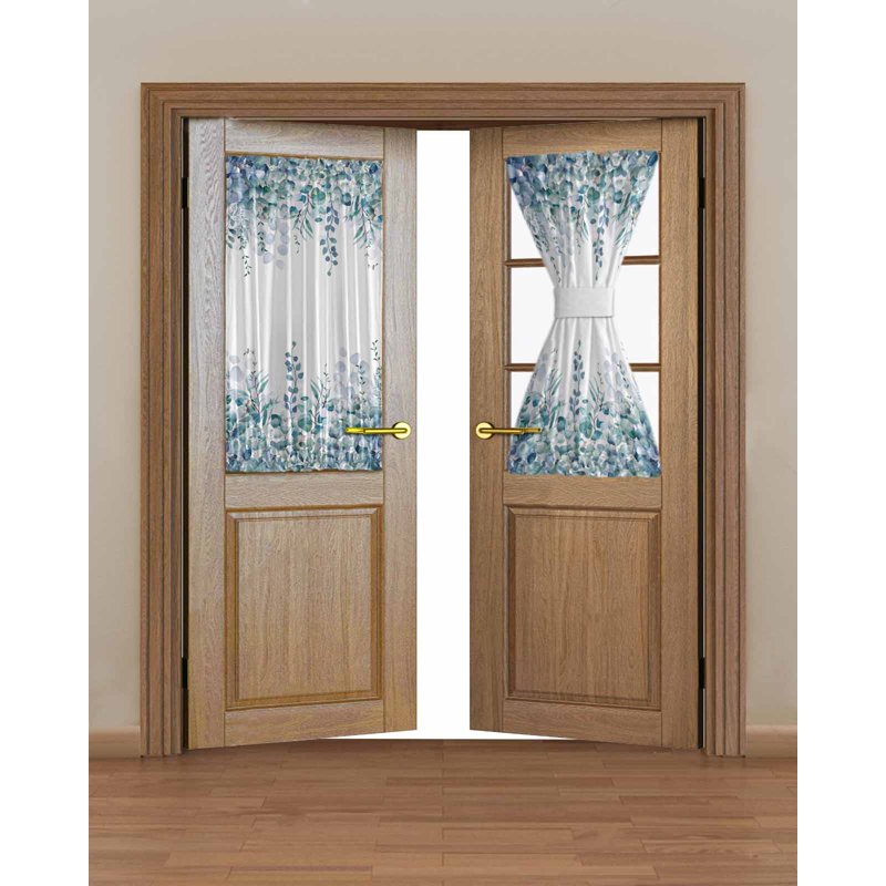 Blackout Eucalyptus Leaves Curtains for French Doors and Windows - Privacy & Light Control, 1 Panel