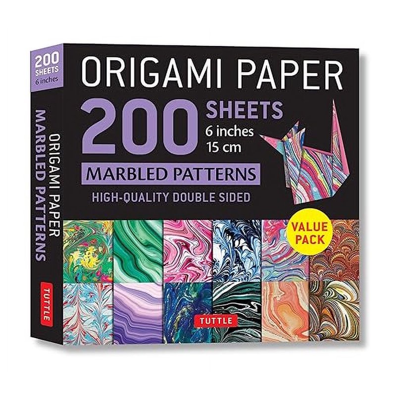 Origami Paper Pack 200 Sheets Marbled Double-Sided 6x6 Inch Art & Craft