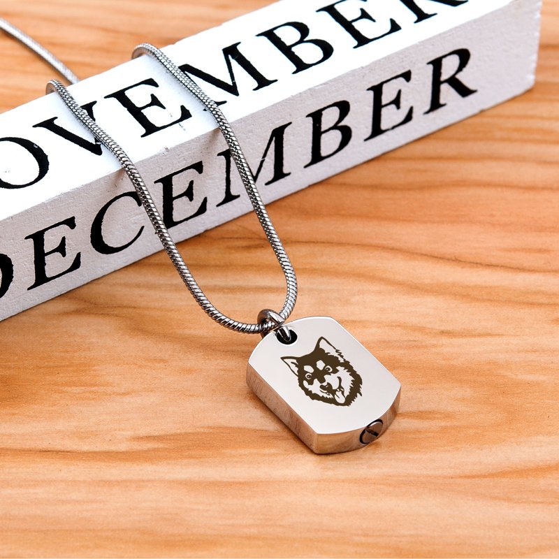 Memorial Pet Dog Tag Necklace for Ashes Keepsake Cremation Jewelry
