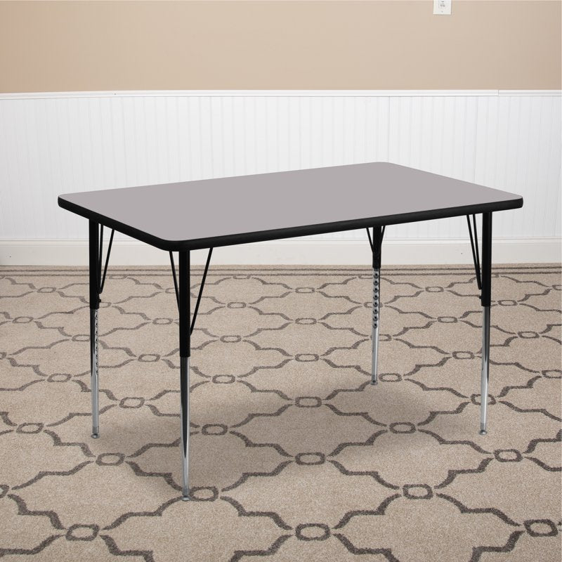 Rectangular Activity Table with Adjustable Legs - 30x48 Inches, Scratch & Warp Resistant Top