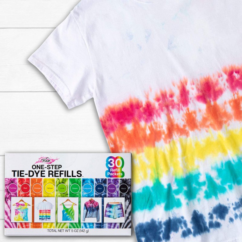 30-Pack Tie-Dye Refill Powder in Rainbow Colors for Fabric Art