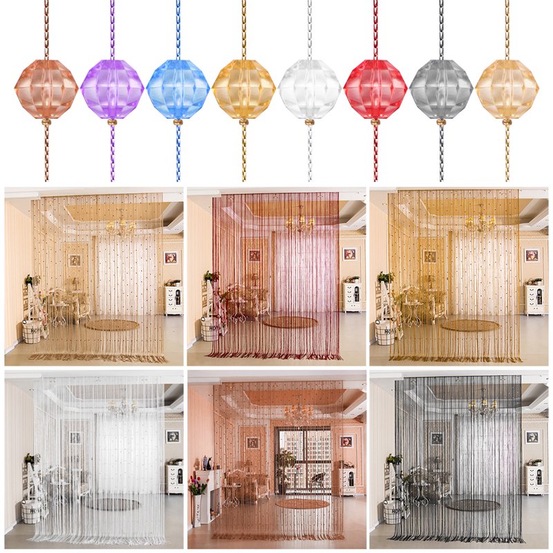 Crystal Beaded String Door Curtain Room Divider for Windows and Walls - Wine Red