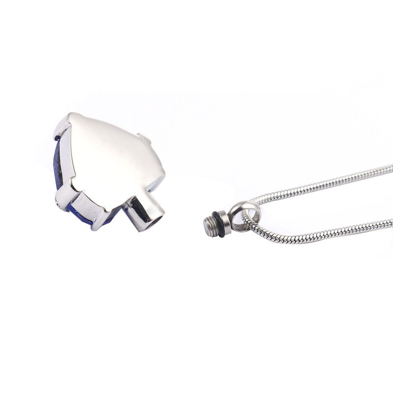 Heart Cremation Necklace with Rhinestones - Memorial Jewelry for Ashes & Remembrance