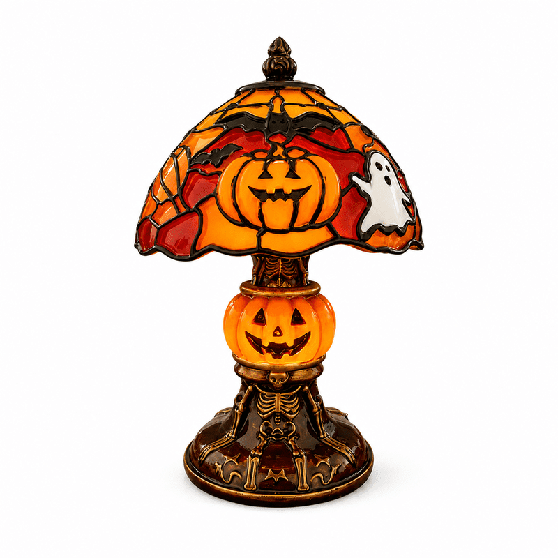 Halloween Pumpkin Ghost Table Lamp 7-Inch Jack O Lantern Desk Light for Shelf Bedroom Decor