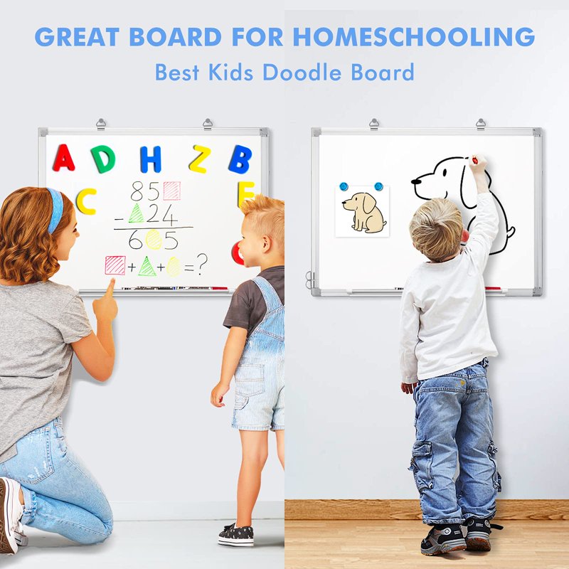 Magnetic Whiteboard Dry Erase Board Wall Mount with Pen Tray - Multiple Sizes