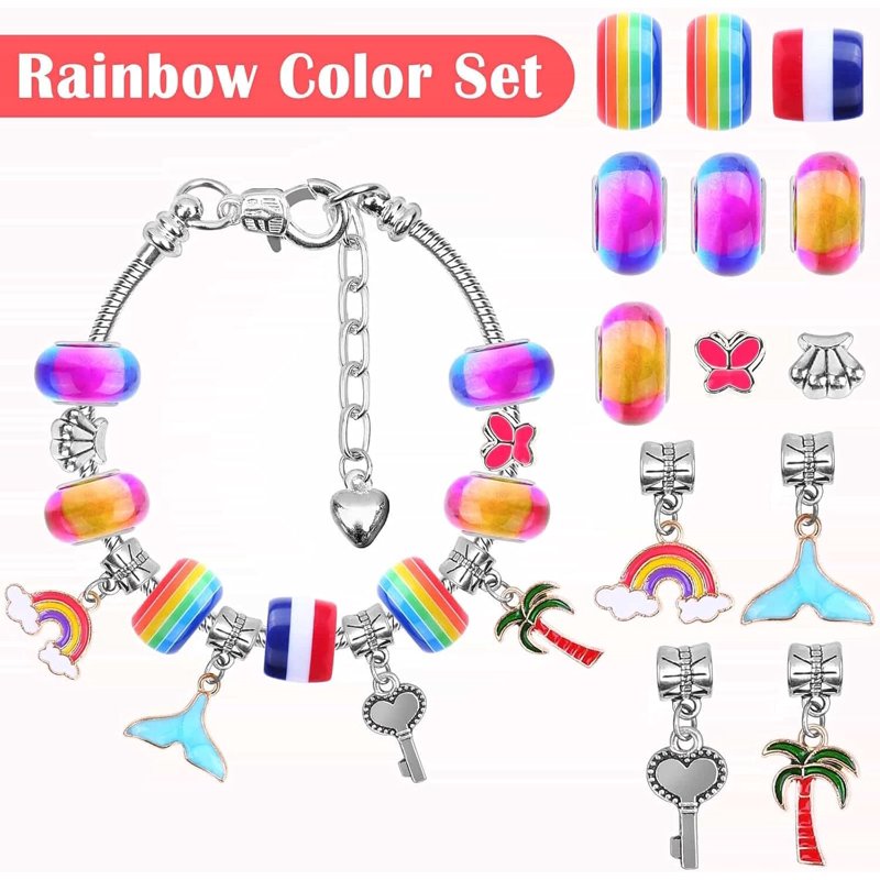 Kids Jewelry Making Kit with Charms & Beads - DIY Bracelet Craft Set for Ages 6-12