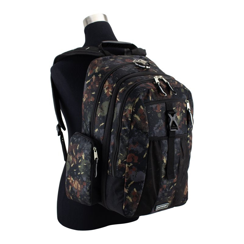 Unisex 19-Inch Recycled Expandable Backpack with Multiple Pockets and Water-Resistant Bottom