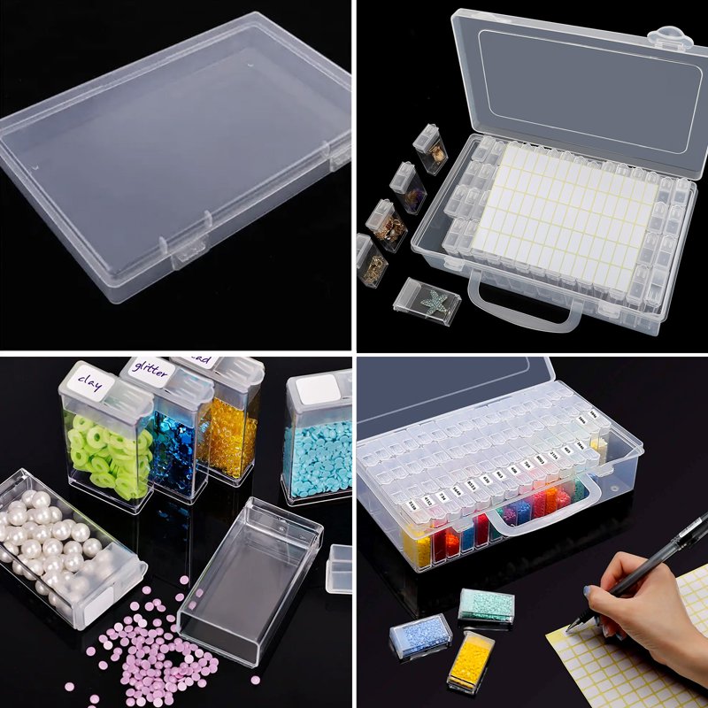 64 Grids Diamond Painting Storage Box with Adjustable Dividers - Bead and Jewelry Organizer