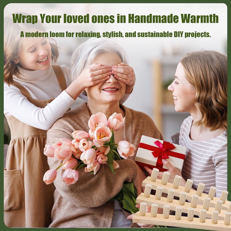 48-Inch Wooden Chunky Knitting Loom Kit for Beginners - Portable Hand Weaving Tool