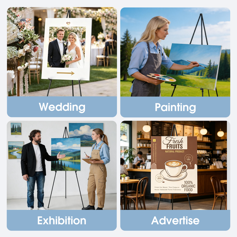 Portable Metal Easel Stand for Artwork & Sign Display, 63-Inch Tripod