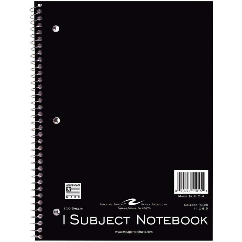 College Ruled One-Subject Spiral Notebook - 8.5 x 11 Inches, 100 Sheets, Assorted Bright Covers