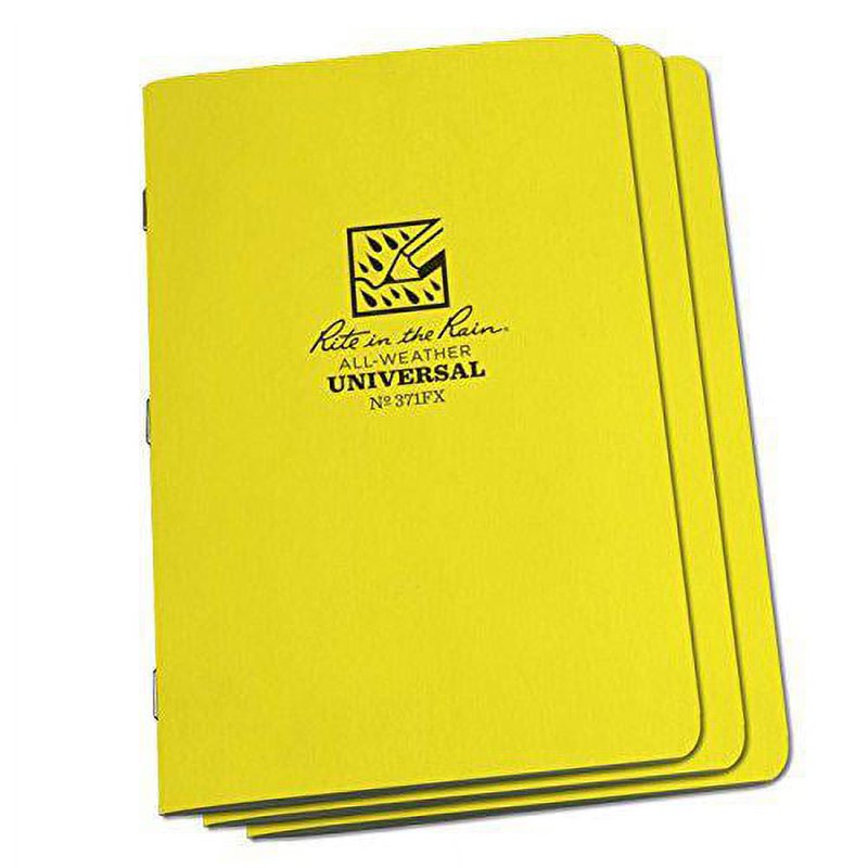 All-Weather Stapled Notebook 3 Pack - Durable Field-Flex Cover, 4.6 x 7 Inches