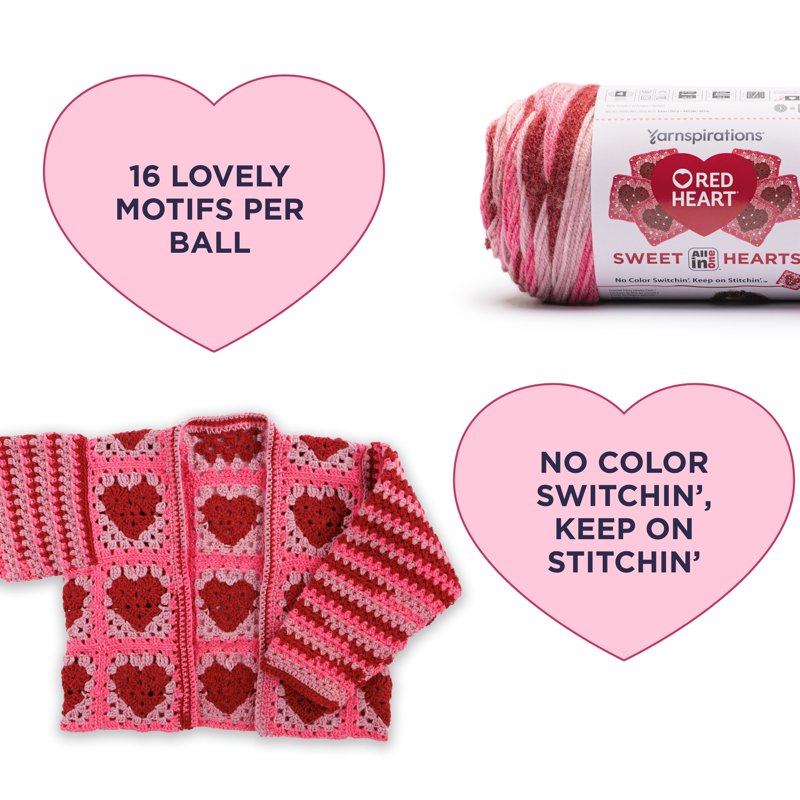 All in One Worsted Acrylic Yarn for Craft Projects - 16 Motifs, 8.8oz