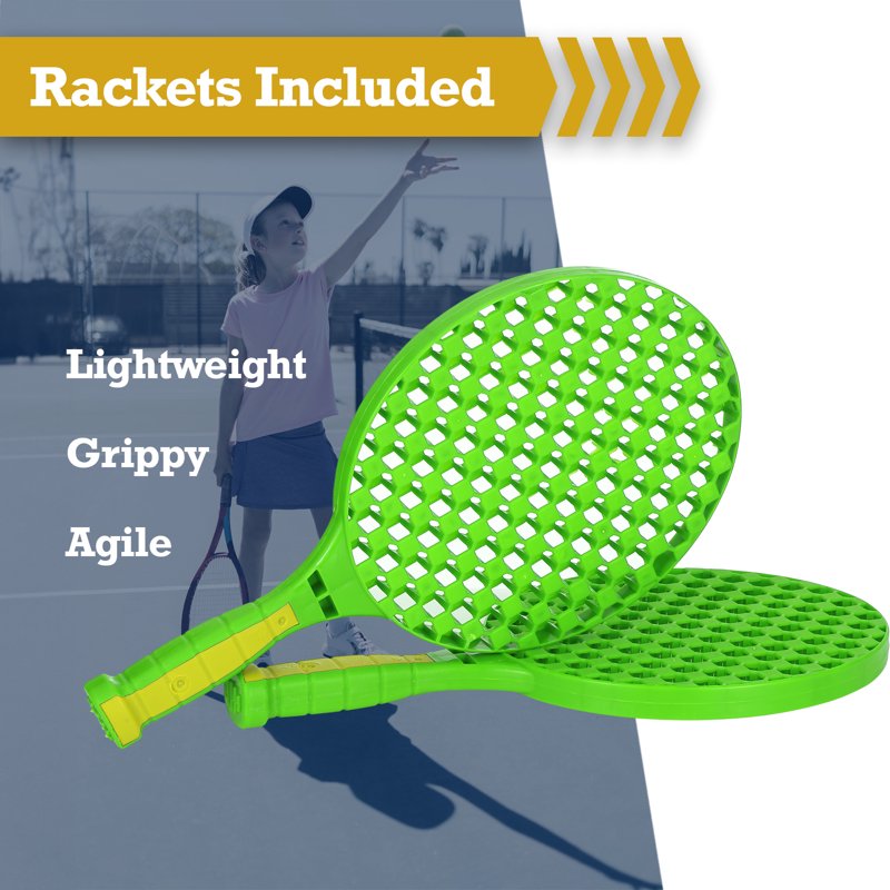 Tether Tennis and Pickleball Training Set with Adjustable Pole and Paddles