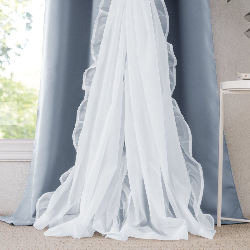 Double Layer Blackout Curtains for Living Room Noise Insulation - Set of 2